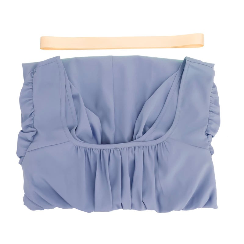HEQU Regency Dresses for Women with Satin Sash Ruffle Empire Waist Dress Gown (M, Light Blue) - Image 4