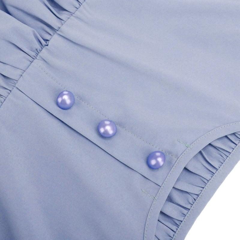 HEQU Regency Dresses for Women with Satin Sash Ruffle Empire Waist Dress Gown (M, Light Blue) - Image 5