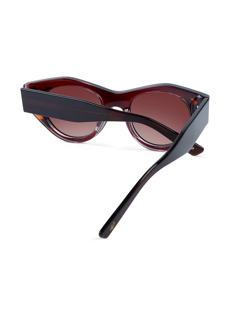 Woggles Red Pappy Jitter Brown Gradient Polarized Round Sunglasses