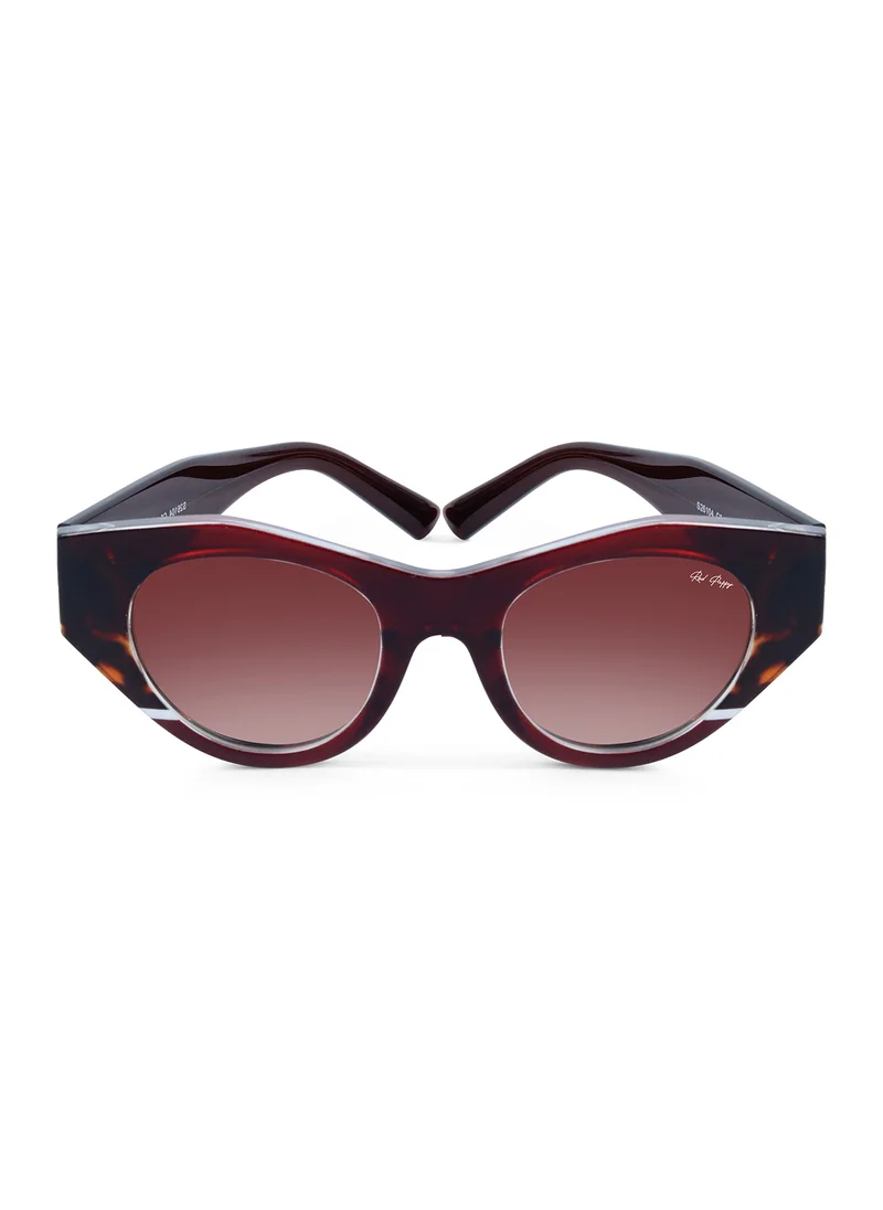 Woggles Red Pappy Jitter Brown Gradient Polarized Round Sunglasses