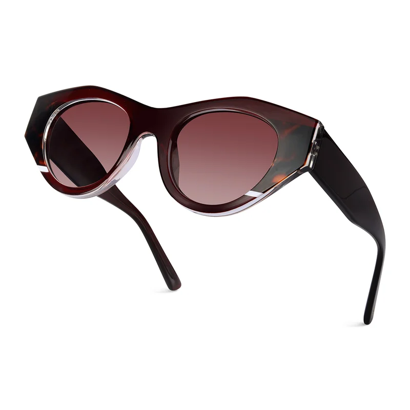 ووجلز Red Pappy Jitter Brown Gradient Polarized Round Sunglasses
