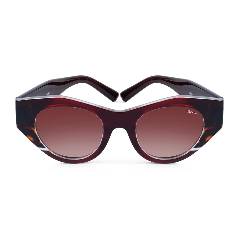 Woggles Red Pappy Jitter Brown Gradient Polarized Round Sunglasses
