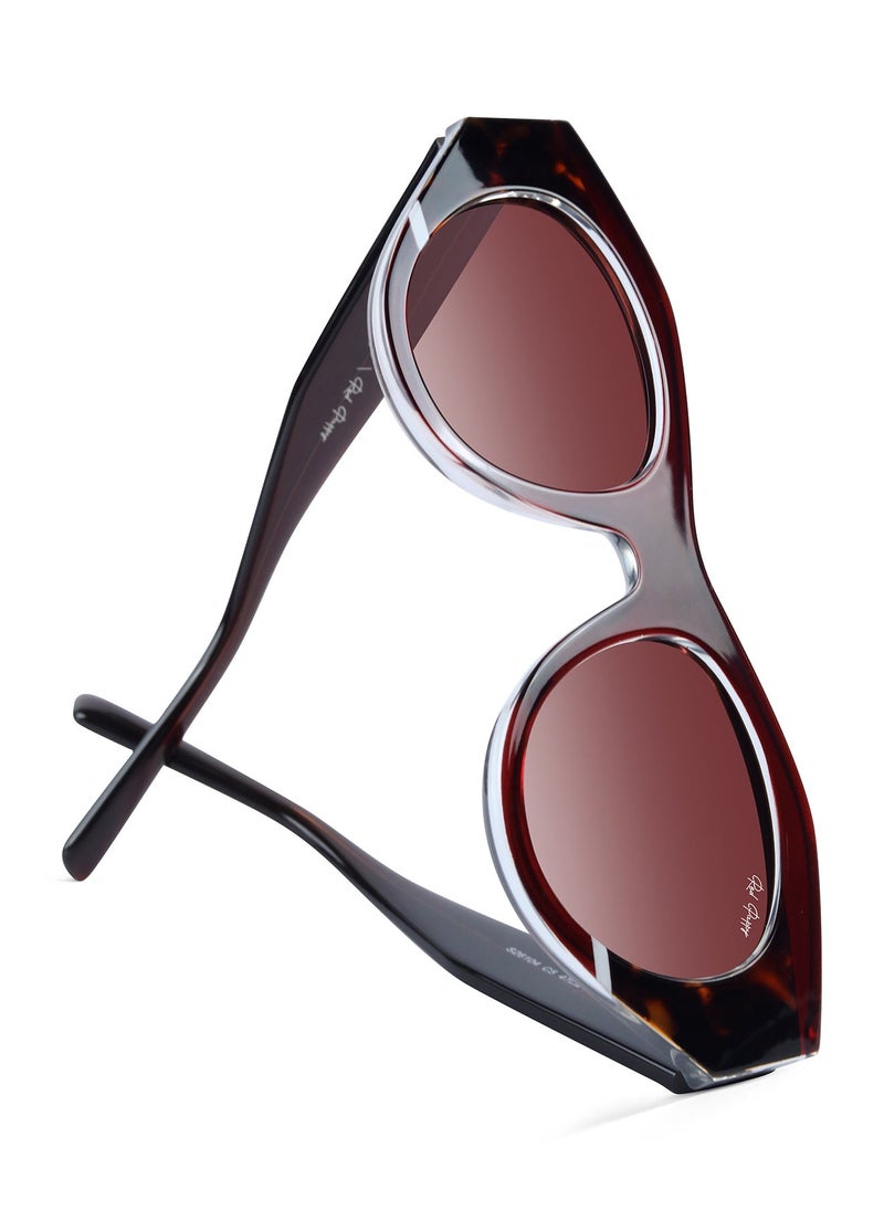 Woggles - Red Pappy Jitter Brown Gradient Polarized Round Sunglasses - Image 1
