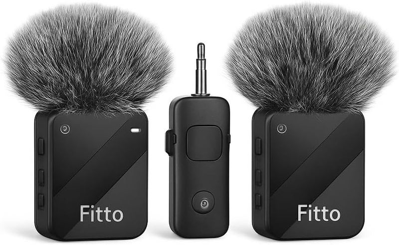 Fitto Wireless Microphone Set for Interviews, Live Shows, and Vlogging - Black