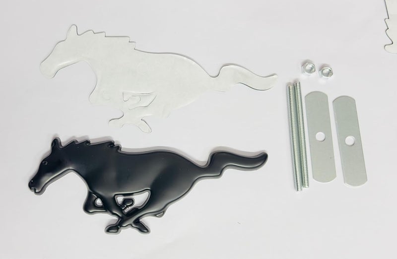 AUTO MT شعار سيارة دراجة لابتوب معدني وشعار سيارة وشبكة معدنية لشارة 3D سباق السيارات ملصق رياضي عالمي ملصق جولة كبيرة. (شعار شبكة حصان معدني أسود) - Image 2