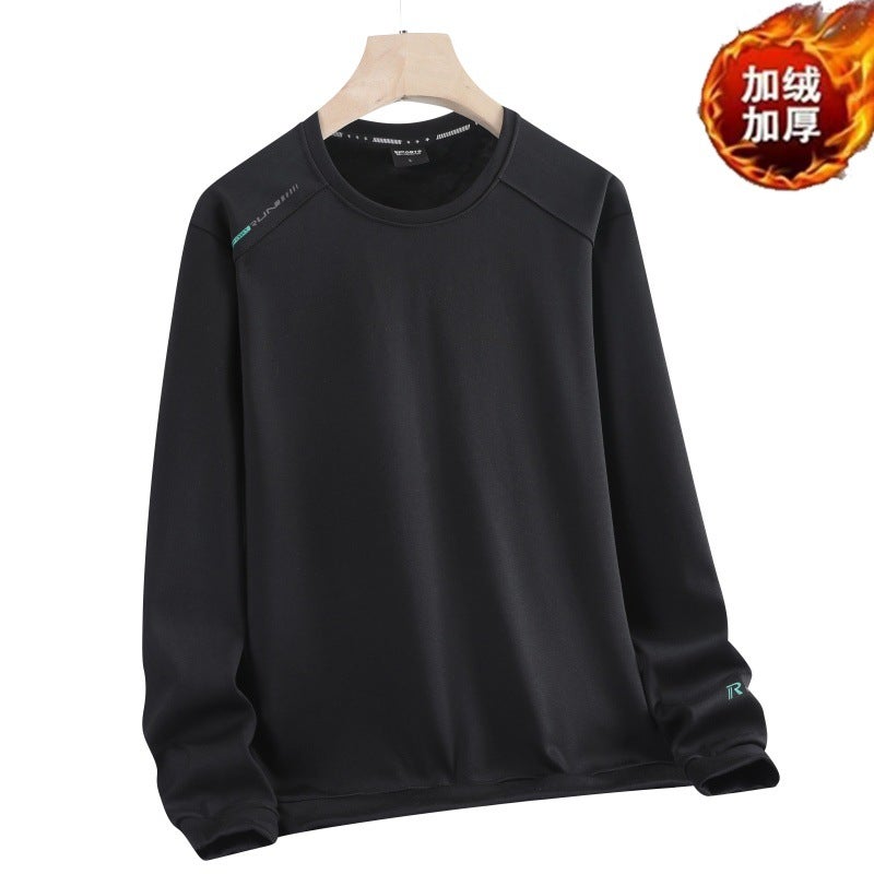 Explosions Men'S Fleece-Lined Thickened 2024 Spring, Round Neck Casual Long Sleeve T-Shirt For Men - Image 3
