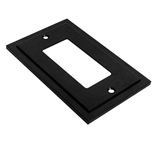 Henne Bery Modern Edge Decorative Wall Plate Switch Plate Outlet Cover, Durable Solid Zinc Alloy (Single Decorator 2PK, Matte Black) - Image 2