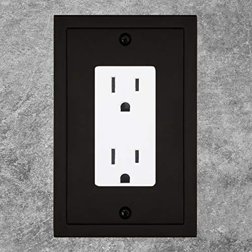 Henne Bery Modern Edge Decorative Wall Plate Switch Plate Outlet Cover, Durable Solid Zinc Alloy (Single Decorator 2PK, Matte Black) - Image 4