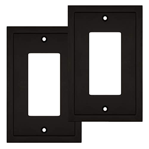 Henne Bery Modern Edge Decorative Wall Plate Switch Plate Outlet Cover, Durable Solid Zinc Alloy (Single Decorator 2PK, Matte Black) - Image 1