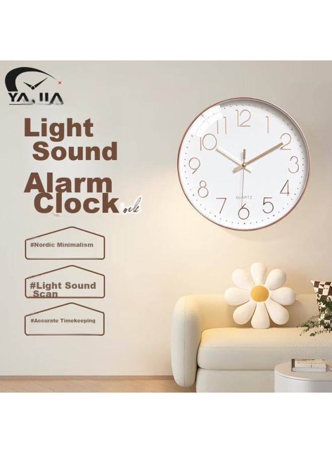 Yajia Wall Clock For Living Room, 12-inch Clock, Modern Minimalist Plastic Wall Clock With Quartz Movement - Image 1