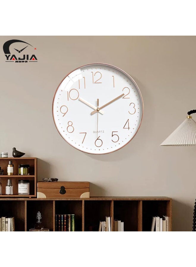 Yajia Wall Clock For Living Room, 12-inch Clock, Modern Minimalist Plastic Wall Clock With Quartz Movement - Image 4
