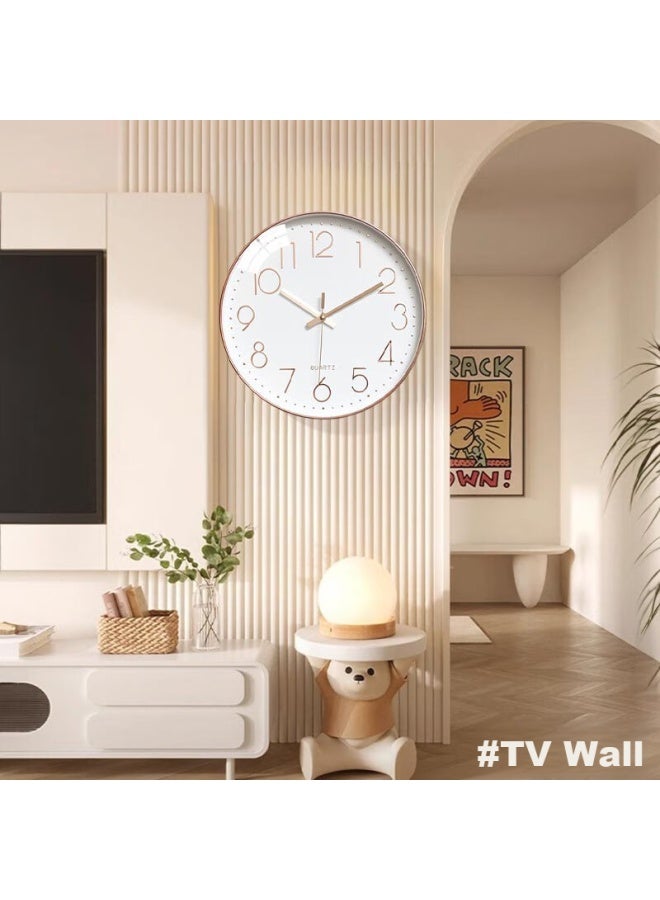 Yajia Wall Clock For Living Room, 12-inch Clock, Modern Minimalist Plastic Wall Clock With Quartz Movement - Image 5