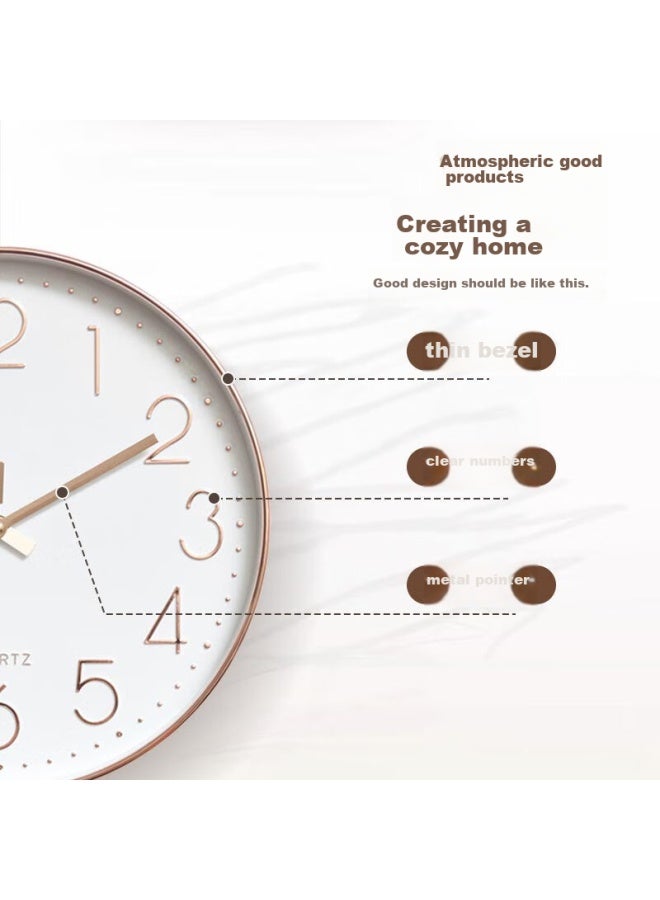 Yajia Wall Clock For Living Room, 12-inch Clock, Modern Minimalist Plastic Wall Clock With Quartz Movement - Image 3