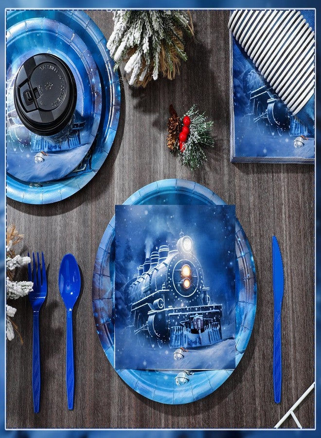 Blushtier 100 Pack Christmas Trains Napkins Decoration for Polar Party Disposable Polar Paper Napkins Bulk Train Party Decorations Tableware Supplies (6.5 Inch) - Image 2