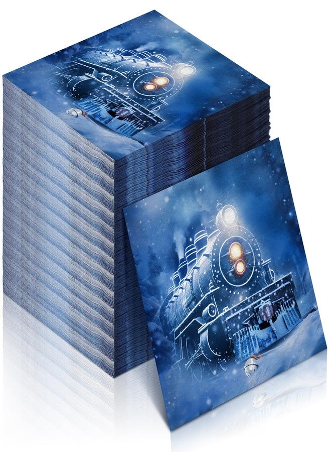 Blushtier 100 Pack Christmas Trains Napkins Decoration for Polar Party Disposable Polar Paper Napkins Bulk Train Party Decorations Tableware Supplies (6.5 Inch) - Image 1