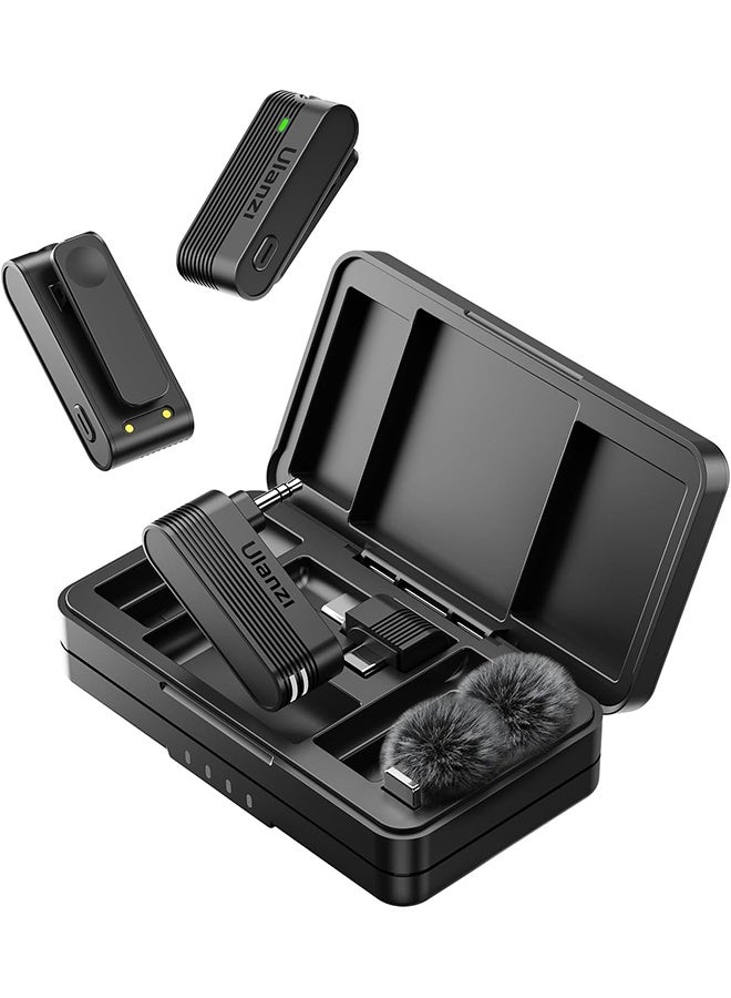 ULANZI A100 Wireless Lavalier Microphone Lapel Mic for Camera and Phone w USB C/3.5mm/Plug, 32KHz 16Bit, Noise Cancellation, 13.5-Hour Battery, Clip on Microphone for Video Podcast Vlog YouTube - Image 1