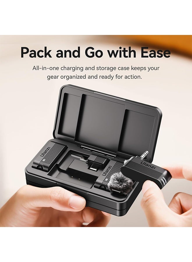 ULANZI A100 Wireless Lavalier Microphone Lapel Mic for Camera and Phone w USB C/3.5mm/Plug, 32KHz 16Bit, Noise Cancellation, 13.5-Hour Battery, Clip on Microphone for Video Podcast Vlog YouTube - Image 3