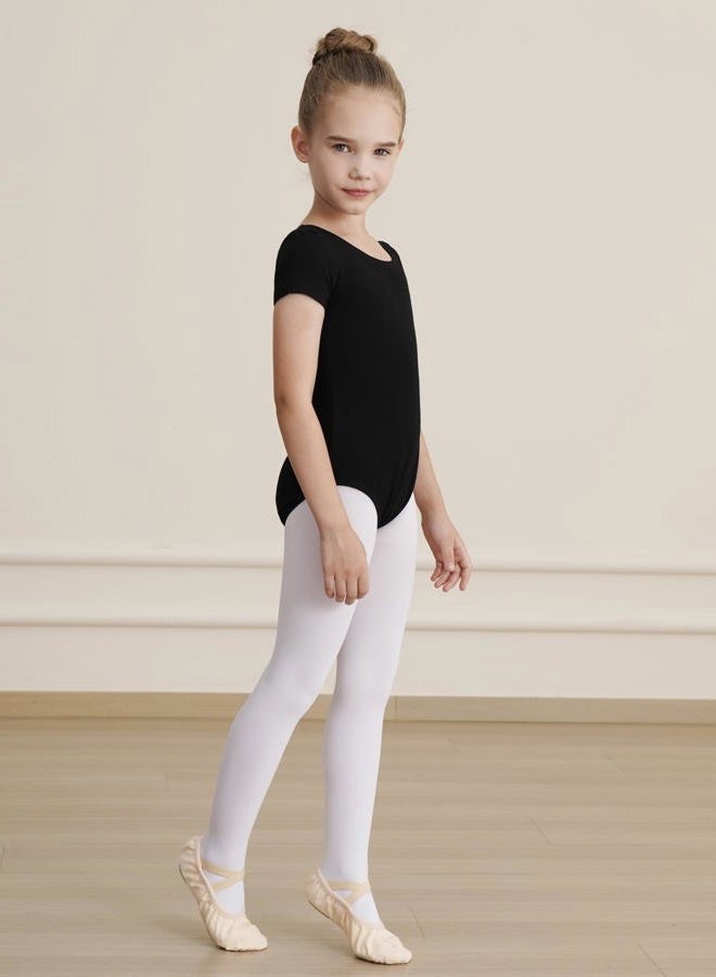 WEGETIT Gymnastics Leotards for Girls Ballet Leotard Toddler girls Bodysuit Short Sleeve Kids Dance Outfits, Black, 10-12 years - Image 4