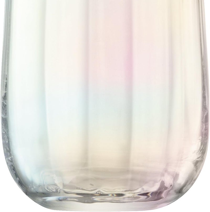 LSA Mother of Pearl Glass Vase Cylindrical with Pink & White Color Elegant Design, (H36cm x W11cm) - Image 4