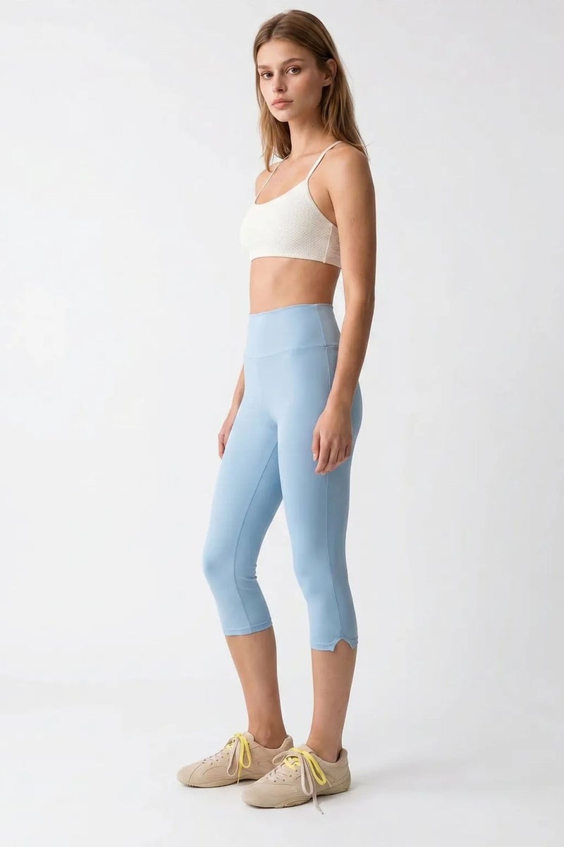 MIXRAY High-Waist Capri Leggings With Slit - Image 3