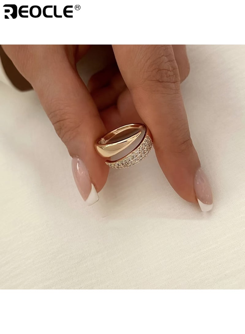 REOCLE Women's Pointed Wing Design Open Ring with Copper Inlaid Synthetic Zirconia Alloy Crafted Plated Finish Stylish Elegant Suitable for Daily Wear Parties Special Occasions Ideal Jewelry Gift for Women Ladies Adults - Image 4
