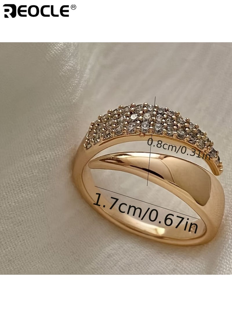 REOCLE Women's Pointed Wing Design Open Ring with Copper Inlaid Synthetic Zirconia Alloy Crafted Plated Finish Stylish Elegant Suitable for Daily Wear Parties Special Occasions Ideal Jewelry Gift for Women Ladies Adults - Image 5