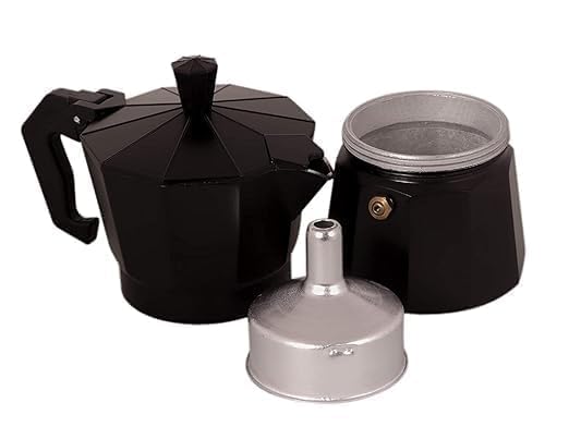 Harions Aluminium Italian Espresso Stove Coffee Maker Filter Coffee Percolator - Moka Pot (Black 6cup) - Image 2