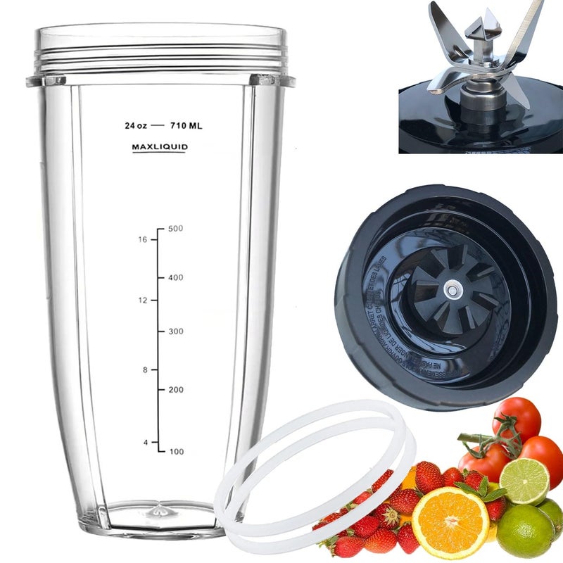 ABTER New Model Replacement blender Blade and 24oz Cup Accessories Only Compatible with Nutri Ninja SS150SS151SS300 SS350SS351 CO351B SS100 SS101 CO101BSS400SS401 