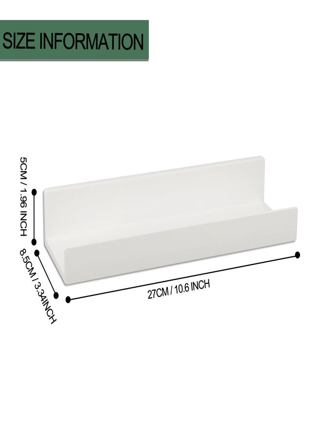 MATIMASU Floating Shelf Set of 2 - 10.6" Wall Mounted Plastic Shelves for Bedroom With Adhesive Strip,Compact Nursery Shelf with Lip,Small Picture Display Ledge Shelf for Living Room Bathroom Kitchen - White - Image 2