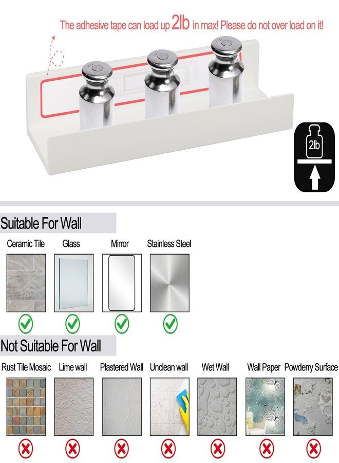 MATIMASU Floating Shelf Set of 2 - 10.6" Wall Mounted Plastic Shelves for Bedroom With Adhesive Strip,Compact Nursery Shelf with Lip,Small Picture Display Ledge Shelf for Living Room Bathroom Kitchen - White - Image 4
