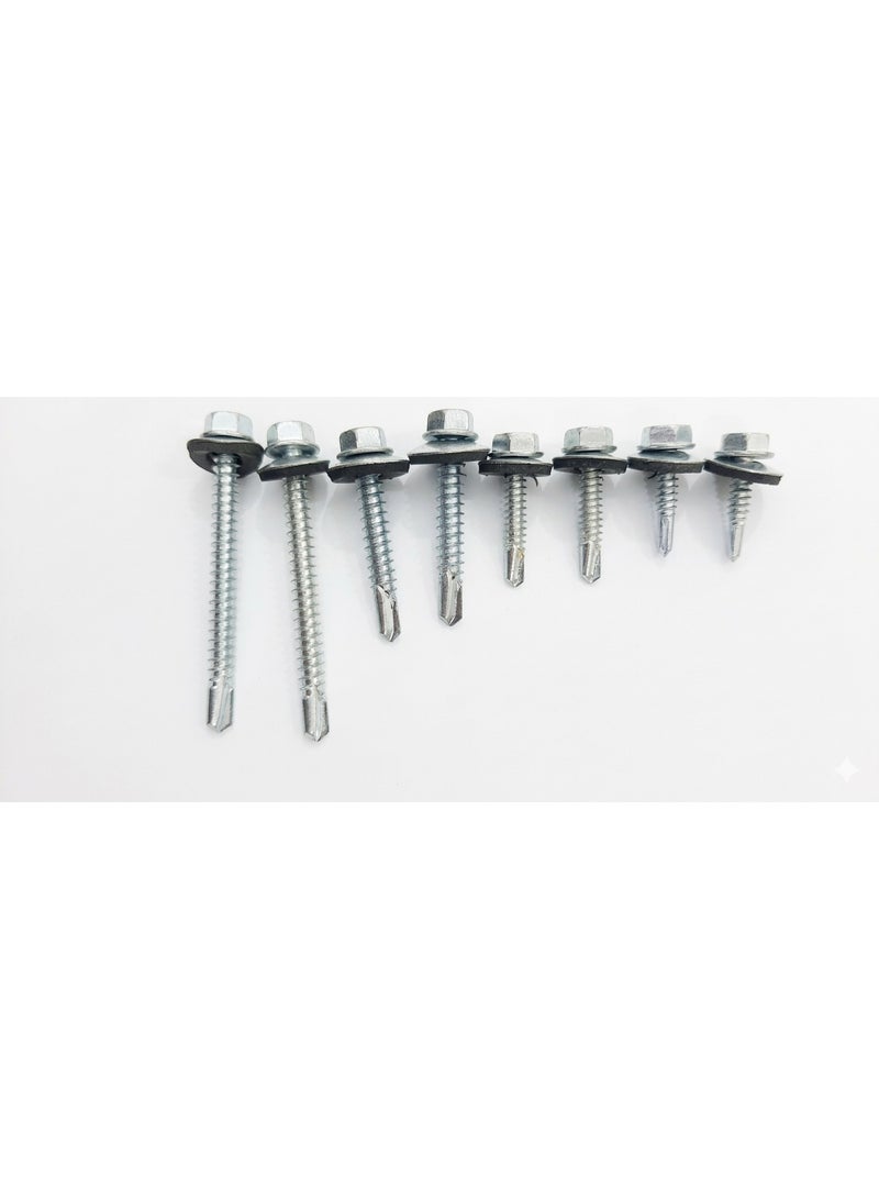 Jupiter SDS Hex Washer Head Stainless Steel Screws (14x5' inch) Bonded EPDM Washer, Slotted Hex Head Box of 90 pieces - Image 3