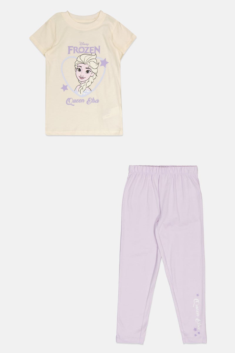 Disney Kids Girl 2 Pieces Frozen Queen Elsa Pajama Set, Multicolor - Image 1