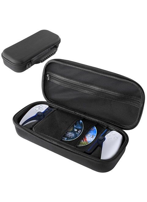 Hard Carrying Shell Case for PlayStation Portal Remote Player -with PS5 Game disc storage Bag layer,Data cable storage layer,Hard outer cover for better protection