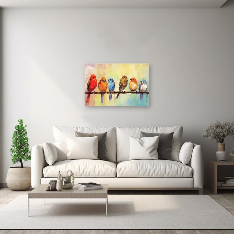 CXHOSTENT Bird Pictures Wall Decor Colorful Animal Canvas Wall Art Abstract Birds Painting Print Living Room Bedroom Decor Frame (Bird - 2, 12.00" x 18.00") - Image 4