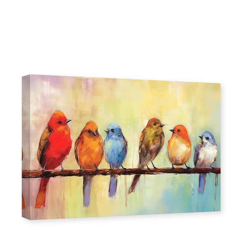 CXHOSTENT Bird Pictures Wall Decor Colorful Animal Canvas Wall Art Abstract Birds Painting Print Living Room Bedroom Decor Frame (Bird - 2, 12.00" x 18.00") - Image 1
