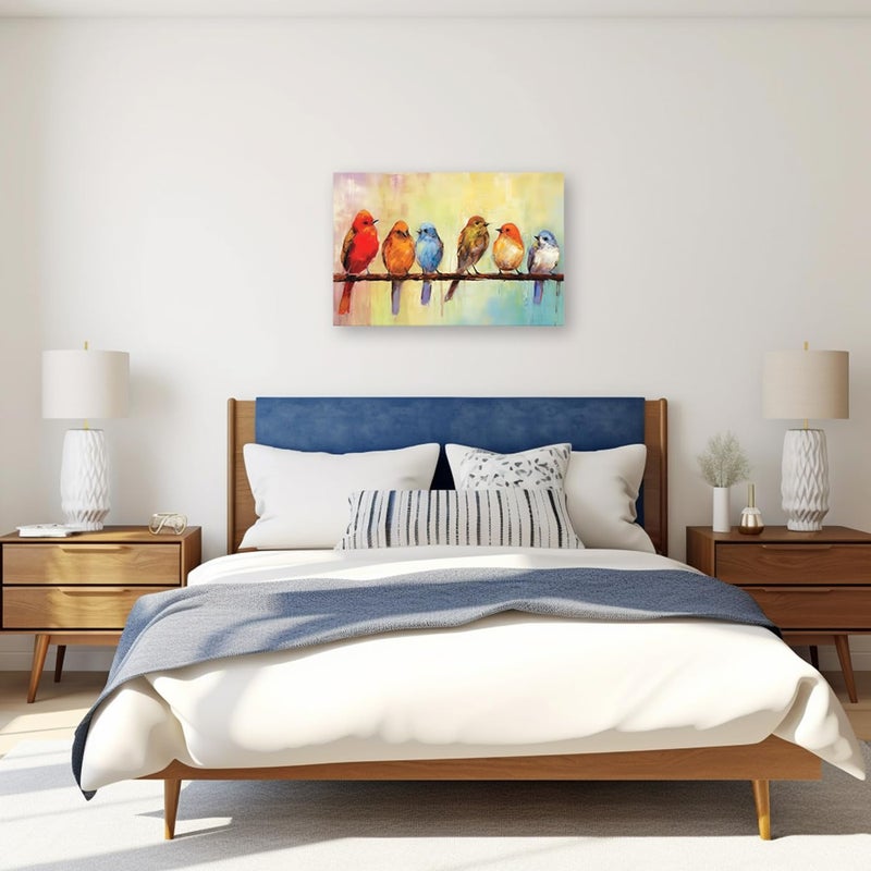 CXHOSTENT Bird Pictures Wall Decor Colorful Animal Canvas Wall Art Abstract Birds Painting Print Living Room Bedroom Decor Frame (Bird - 2, 12.00" x 18.00") - Image 5