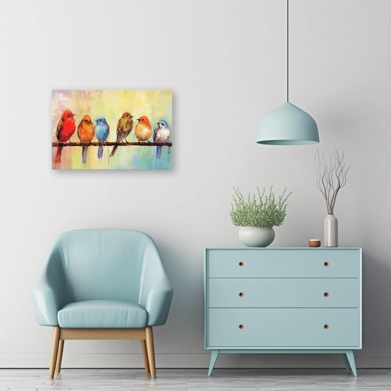 CXHOSTENT Bird Pictures Wall Decor Colorful Animal Canvas Wall Art Abstract Birds Painting Print Living Room Bedroom Decor Frame (Bird - 2, 12.00" x 18.00") - Image 2