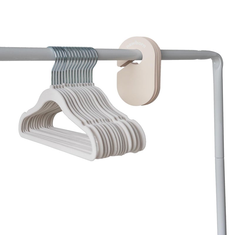 3 Sprouts Baby Closet Organizer Set - 15 Nursery Hangers with 8 Size Dividers, Closet Dividers for Baby Clothes and Clothes Organizer for Infant to Toddler Clothing - Cream Hangers & Neutral Dividers - Image 4