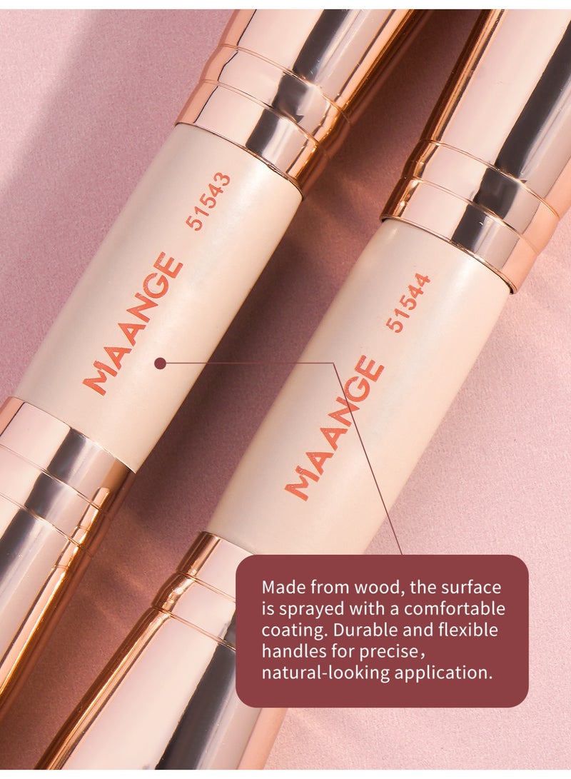 MAANGE 4-Piece Double-Ended Makeup Brush Set – Foundation, Contour, Blush & Eyeshadow Brushes – Travel-Friendly & Gift-Ready,Gold - Image 4