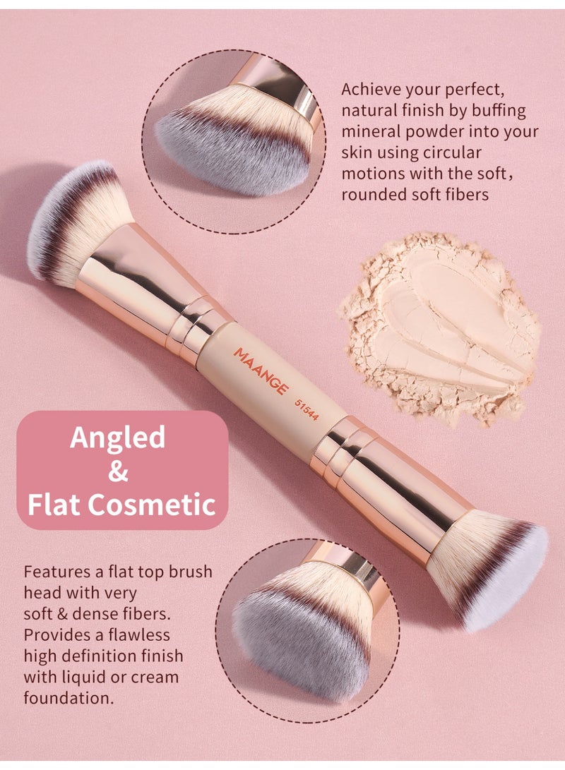MAANGE 4-Piece Double-Ended Makeup Brush Set – Foundation, Contour, Blush & Eyeshadow Brushes – Travel-Friendly & Gift-Ready,Gold - Image 5