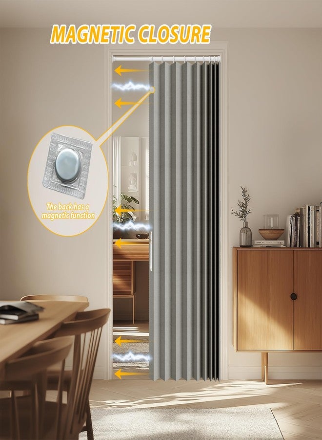 GONNRLY Accordion Door Curtain 100% Blackout Doorway Curtains for Bedroom, Closet Curtain Gray 43"W x 78"L (Attached Door Curtain Rod) - Image 5