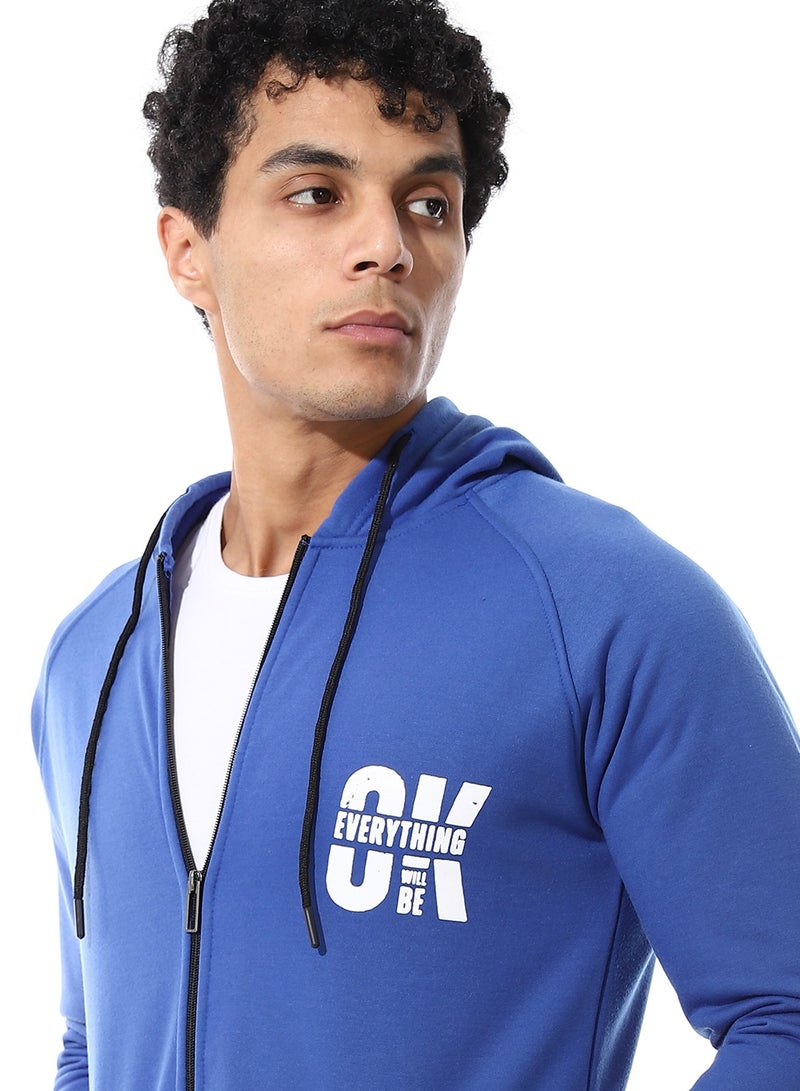 Caesar Mens Hoodie With Through Zipper And Printed - Image 3