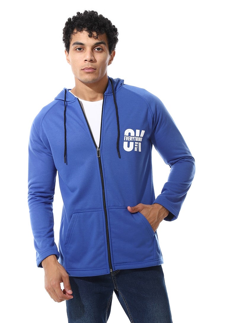 Caesar Mens Hoodie With Through Zipper And Printed - Image 1