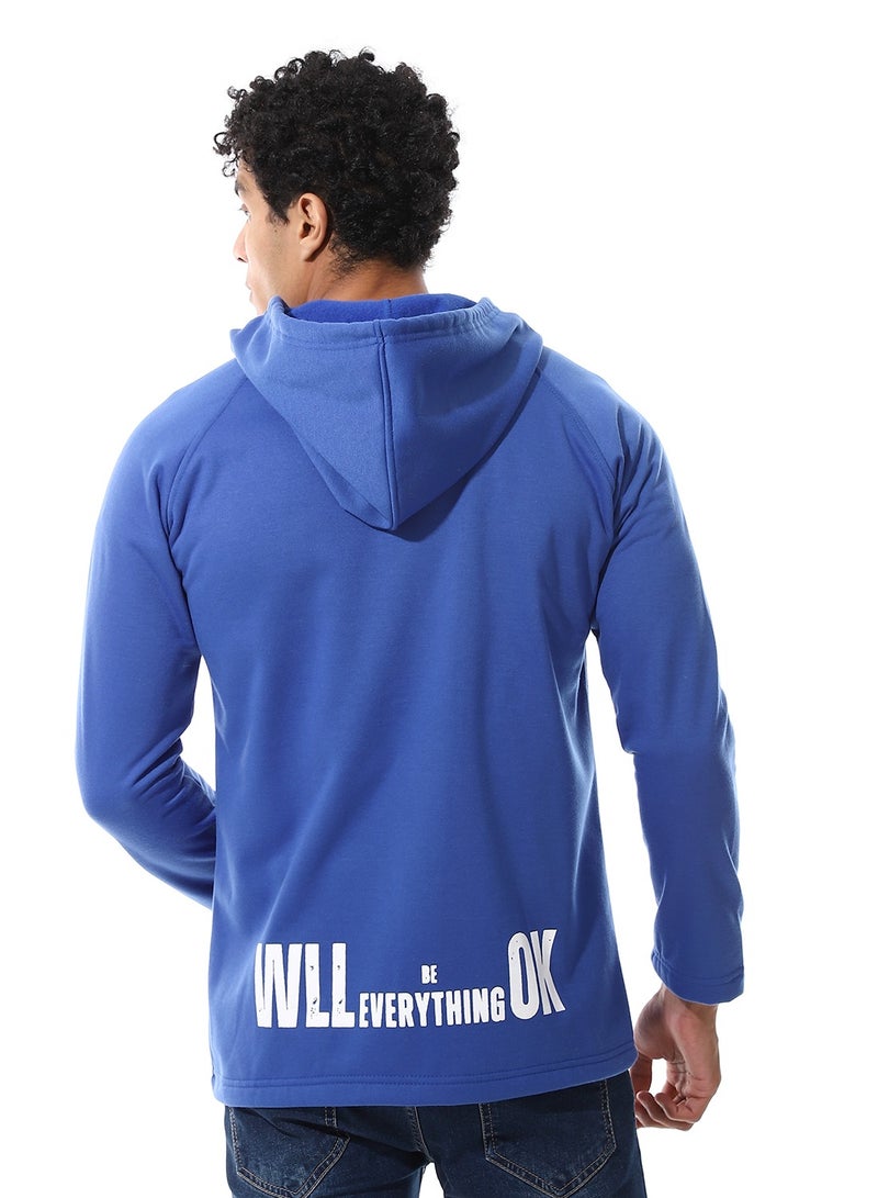 Caesar Mens Hoodie With Through Zipper And Printed - Image 2