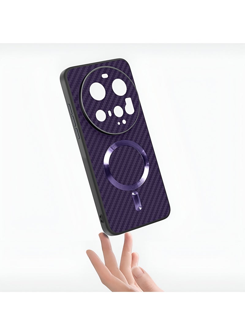 Wtech Xiaomi 15 Ultra 5G 2025 Soft Silicone Carbon Fiber Magsafe Protective Back Case Cover (MCFPSN) - Eggplant Purple - Image 2