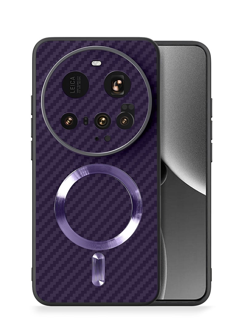 Wtech Xiaomi 15 Ultra 5G 2025 Soft Silicone Carbon Fiber Magsafe Protective Back Case Cover (MCFPSN) - Eggplant Purple - Image 1