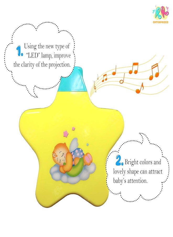 RR Enterprizes Little Angel Musical Star Projector, Yellow and Blue Night Light for Kids, 13.8 x 14 x 10 cm - Image 4