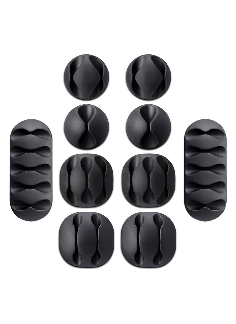 Leeonz Leeonz 10 Peices Cable Reel Organizer Cord Management Charger Desktop Clip Wire Holder (Black)  - Image 1