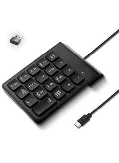 SYOSI Type C Number Pad, USB 19 Keys Mini Number Keyboard Plug & Play Financial Accounting Numpad Office Home Portable Slim Numeric Keypad for Laptop Phone PC Tablet Notebook (Black)  - Image 1