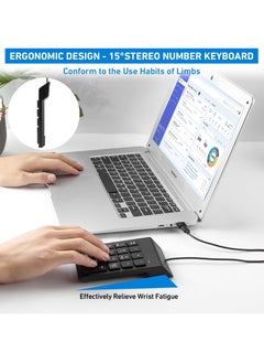 SYOSI Type C Number Pad, USB 19 Keys Mini Number Keyboard Plug & Play Financial Accounting Numpad Office Home Portable Slim Numeric Keypad for Laptop Phone PC Tablet Notebook (Black)  - Image 5